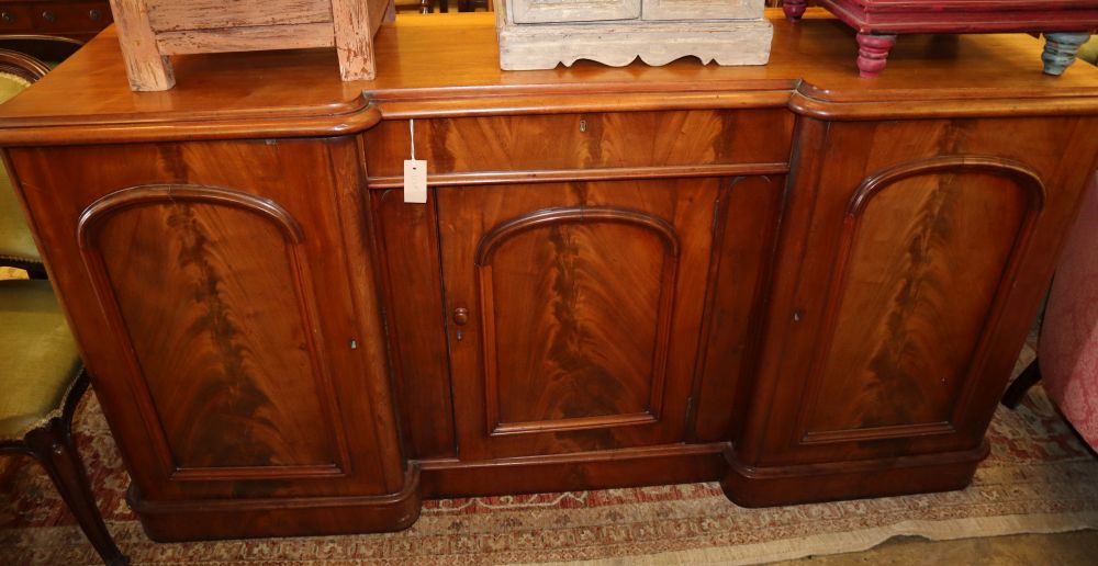 A Victorian mahogany inverse breakfront sideboard, W.180cm, D.53cm, H.91cm